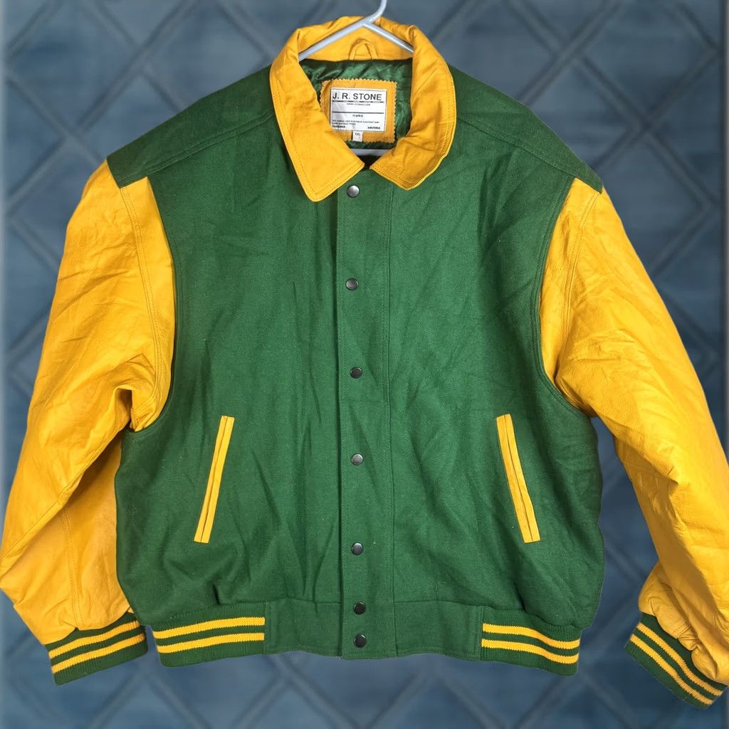 Vintage J.R. Stone Jacket Mens 2XL Green Wool Varsity Snap Lined Sports College Shirt Size US XXL / EU 58 / 5 - 1 Thumbnail