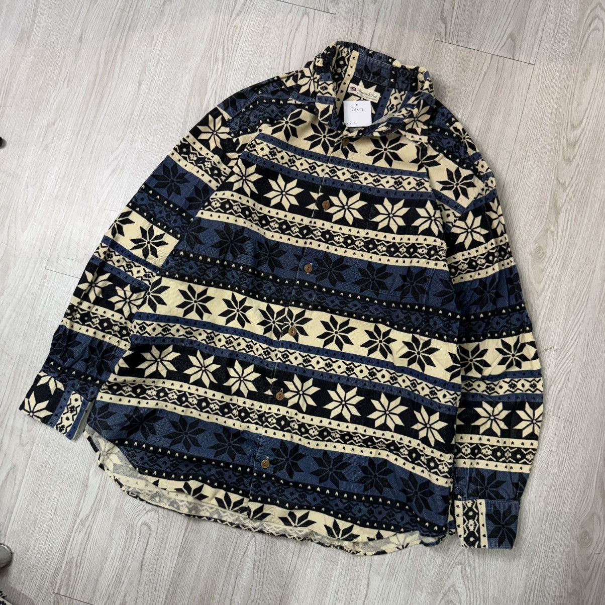 Japanese Brand Saison d art navajo pattern corduroy button up shirt Size US L / EU 52-54 / 3 - 2 Thumbnail