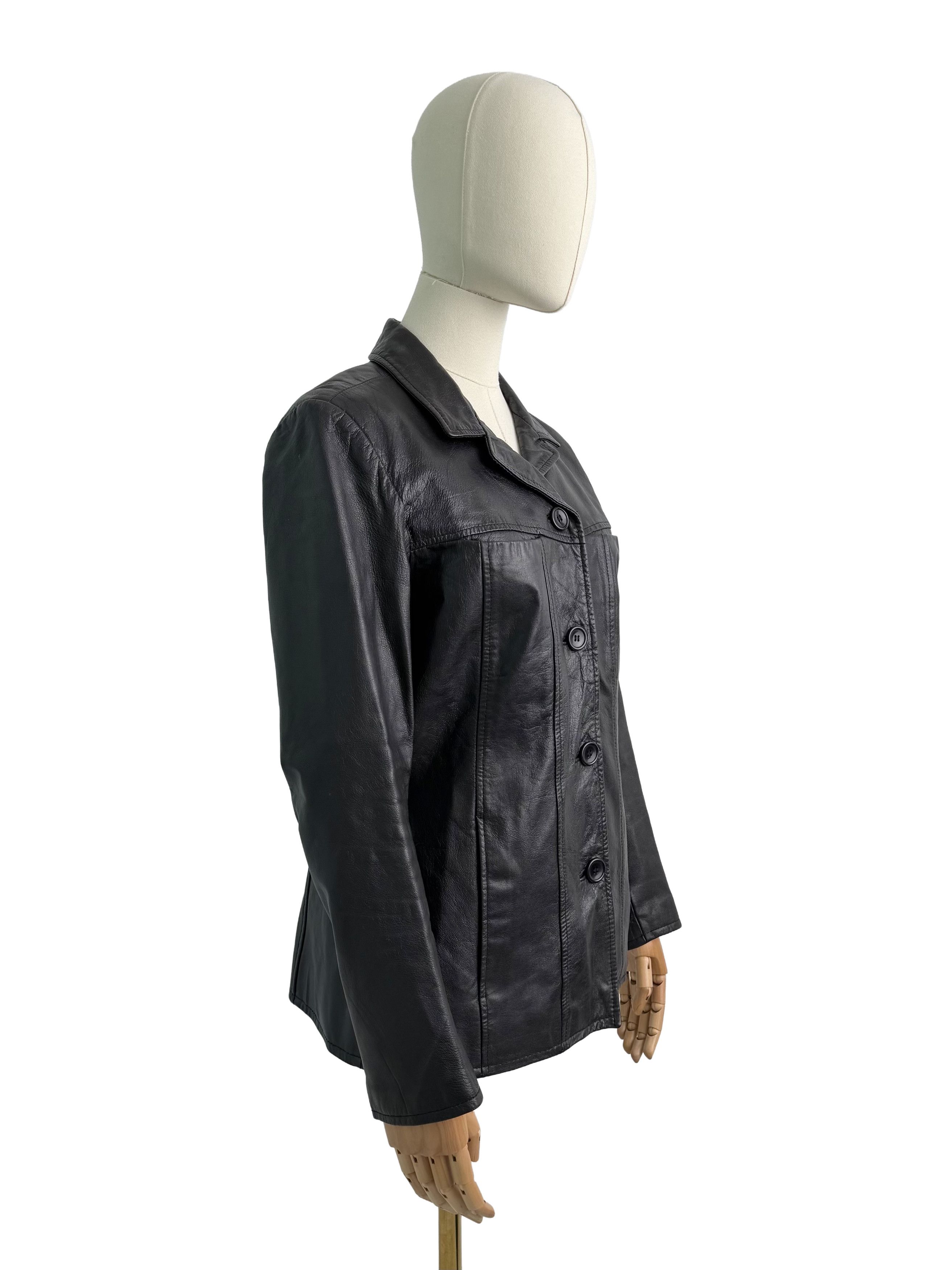 Vintage Vintage Leather Blazer Jacket Button Front Tailored Classic Size M / US 6-8 / IT 42-44 - 2 Thumbnail