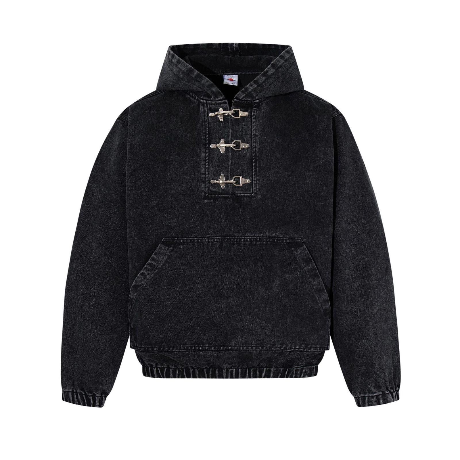 Other Black Denim-Weight Graphic Fireman Clasp Hoodie Size US M / EU 48-50 / 2 - 6 Thumbnail
