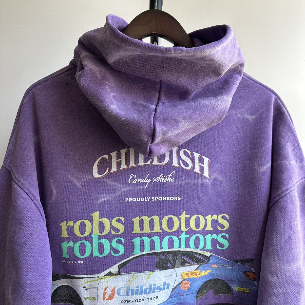 CHILDS VINTAGE 1995 CHILDISH ROBS MOTORS RACING PURPLE HOODIE Size US S / EU 44-46 / 1 - 3 Thumbnail