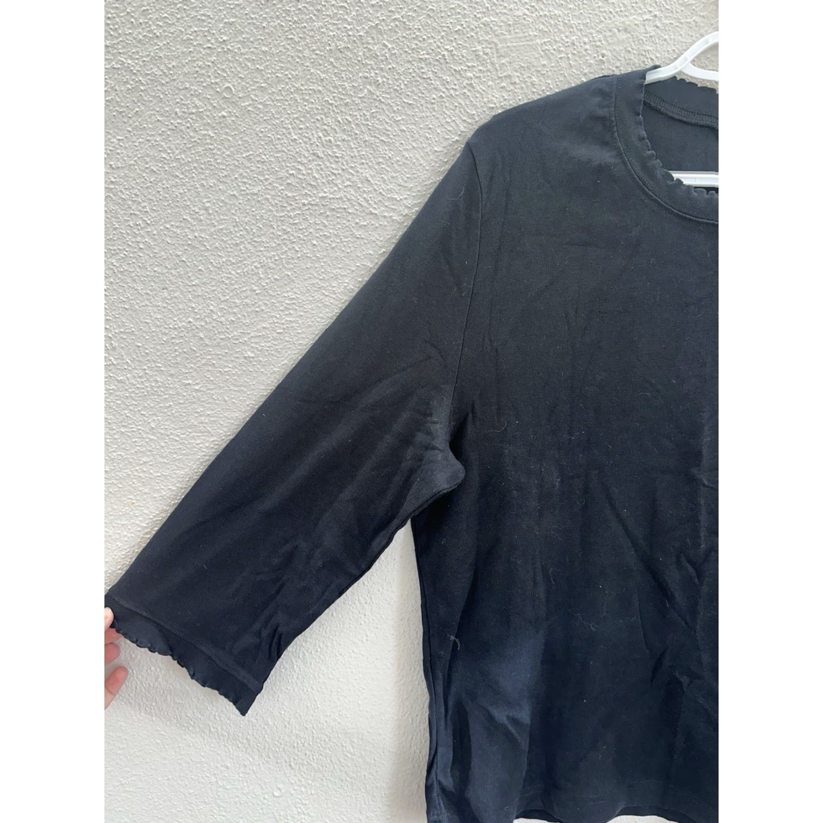 Orvis Orvis Womens Shirt Large Black 3/4 Sleeve Round Neck Shirt Women Regular Cotton Lightweight Casual Sleeve Basic Solid Vintage No (adjusted to rules) Size L / US 10 / IT 46 - 2 Thumbnail