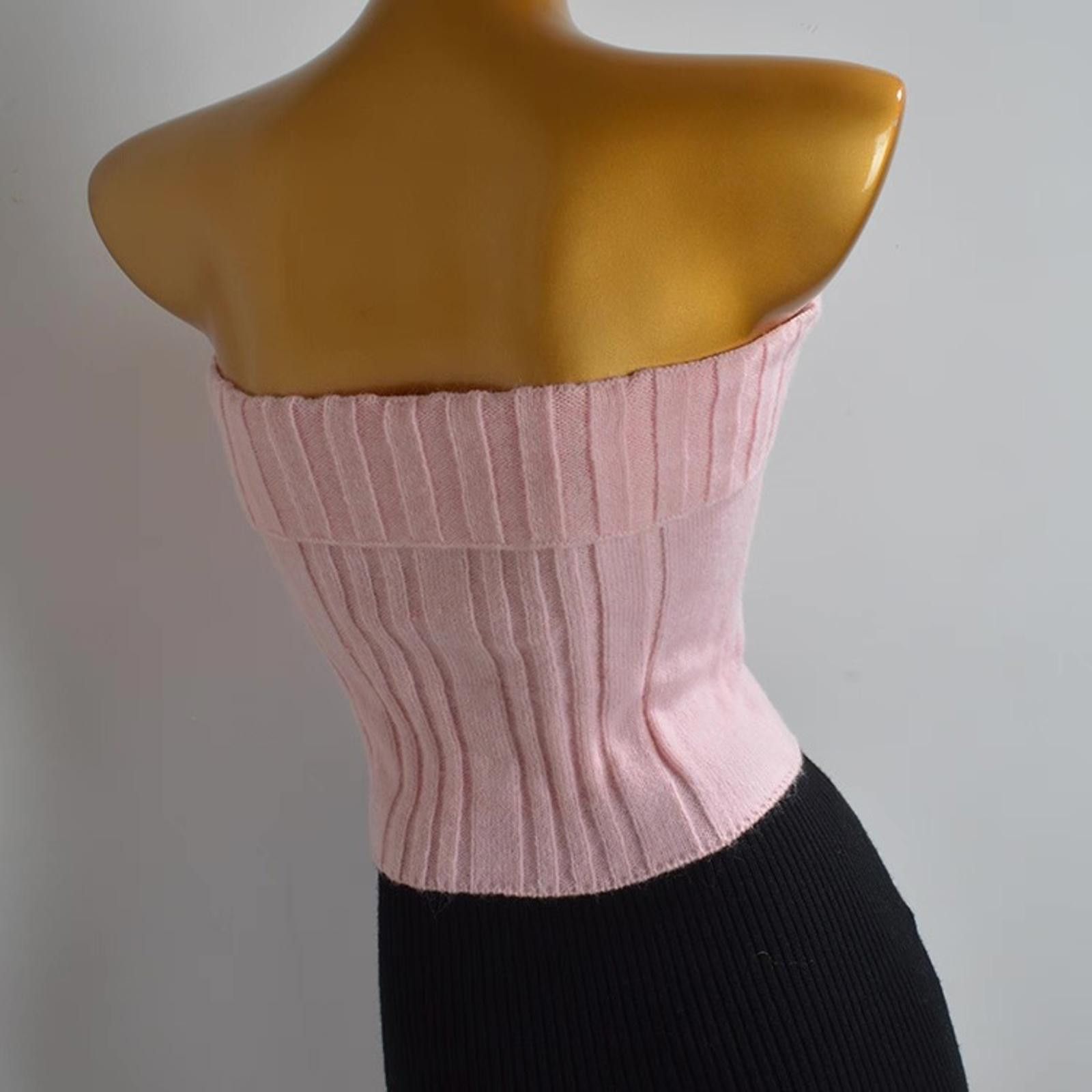 Japanese Brand Sweetheart Strapless Knit Top — Soft & Flirty Vibes Size L / US 10 / IT 46 - 4 Thumbnail