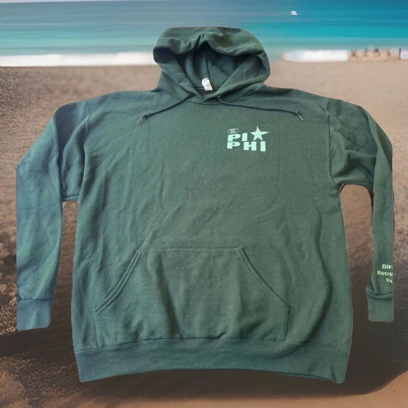 Jerzees Rare UCLA Bruins Pi Beta Phi Sorority Logo Exec Sweatshirt Hoodie Large Green Size L / US 10 / IT 46 - 2 Thumbnail