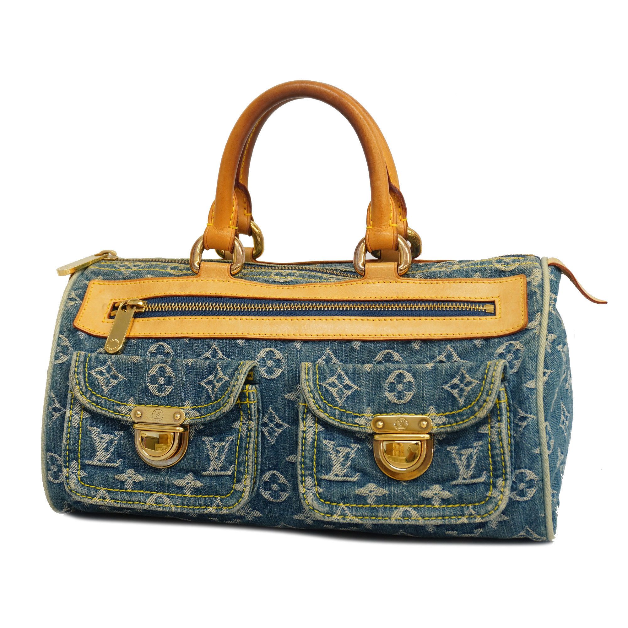 Auth Louis Vuitton Monogram Denim Neo Speedy M95019 Women's Handbag Blue