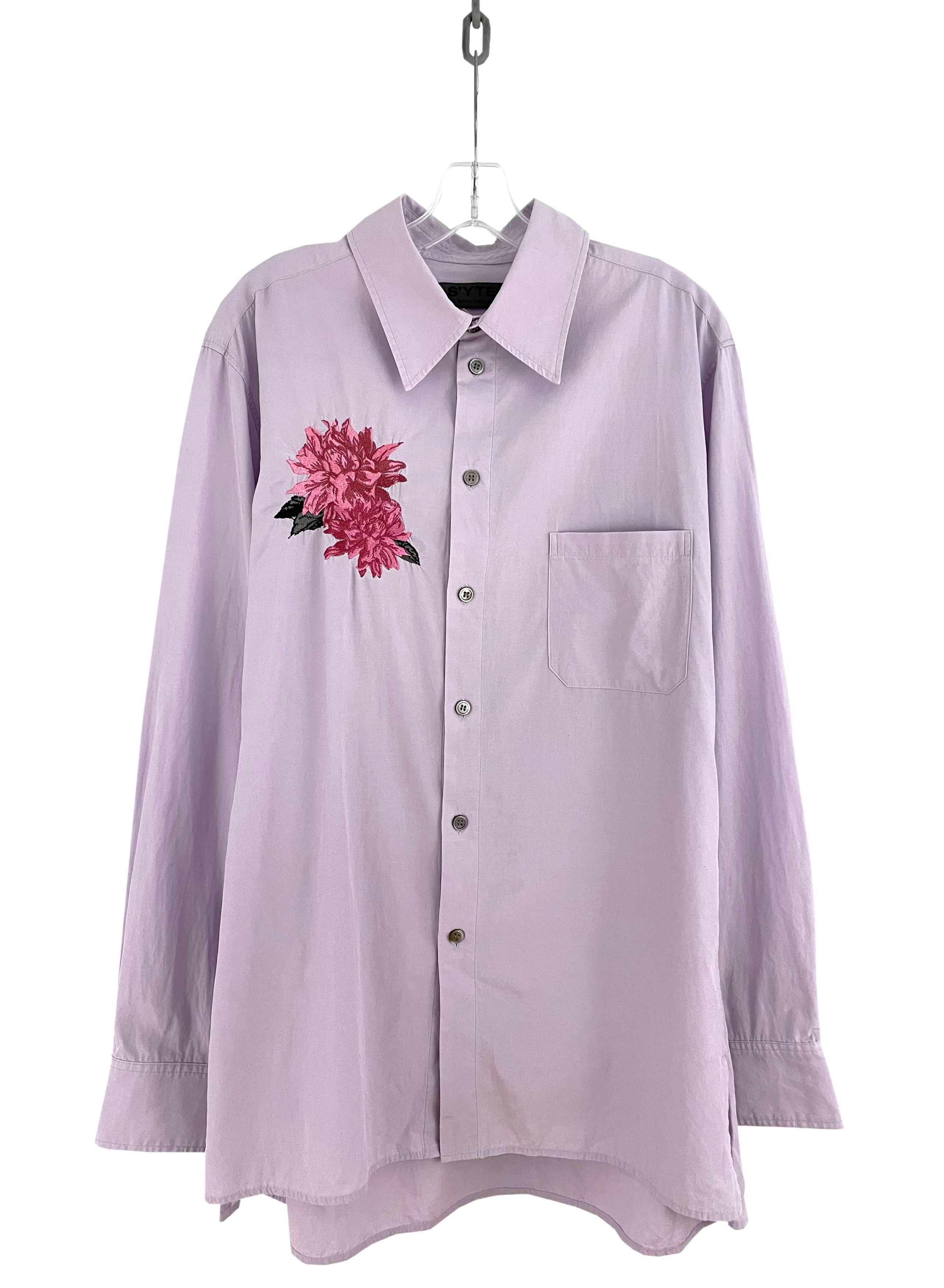 Pre-owned Yohji Yamamoto Floral Embroidery Shirt In Purple