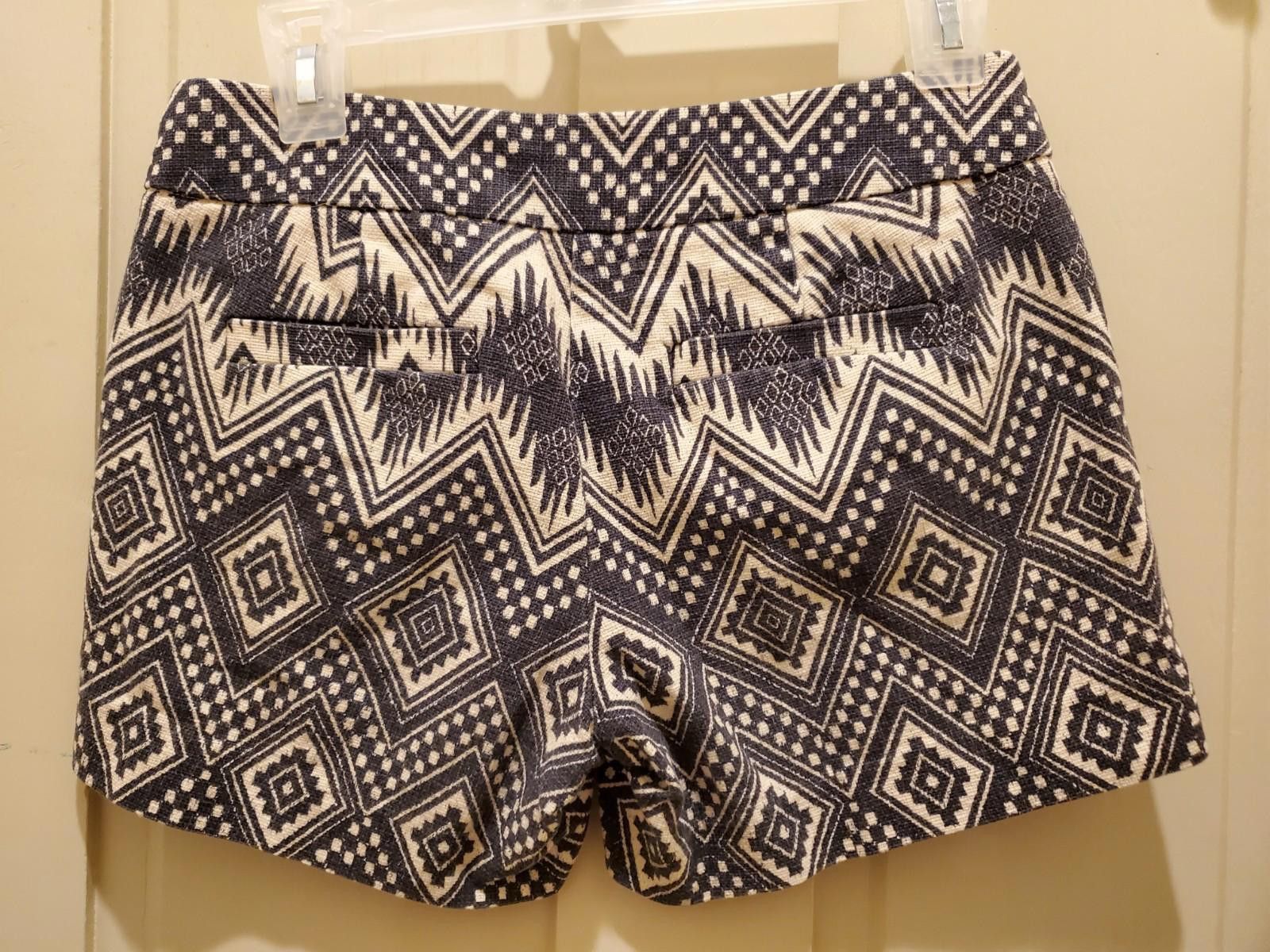 J.Crew J. Crew Wmns Sz 0 Black Cream Aztec Woven Cotton Shorts Boho Size 25" / US 0 / IT 36 - 4 Thumbnail