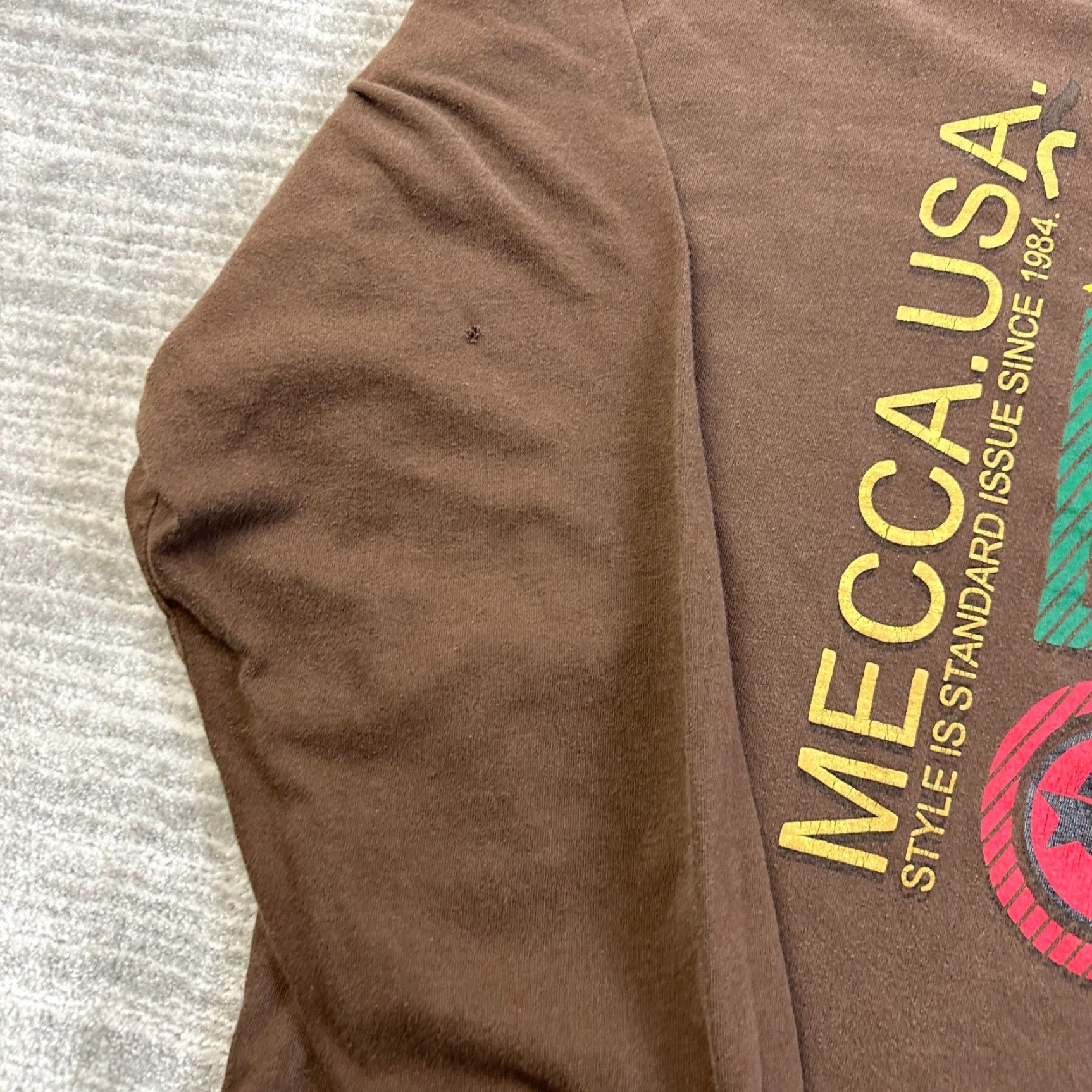 Vintage VINTAGE Mecca Shirt Mens 2XL Brown Crew Neck Long Sleeve 90s Grunge Hip Hop Skull Size US XXL / EU 58 / 5 - 3 Thumbnail