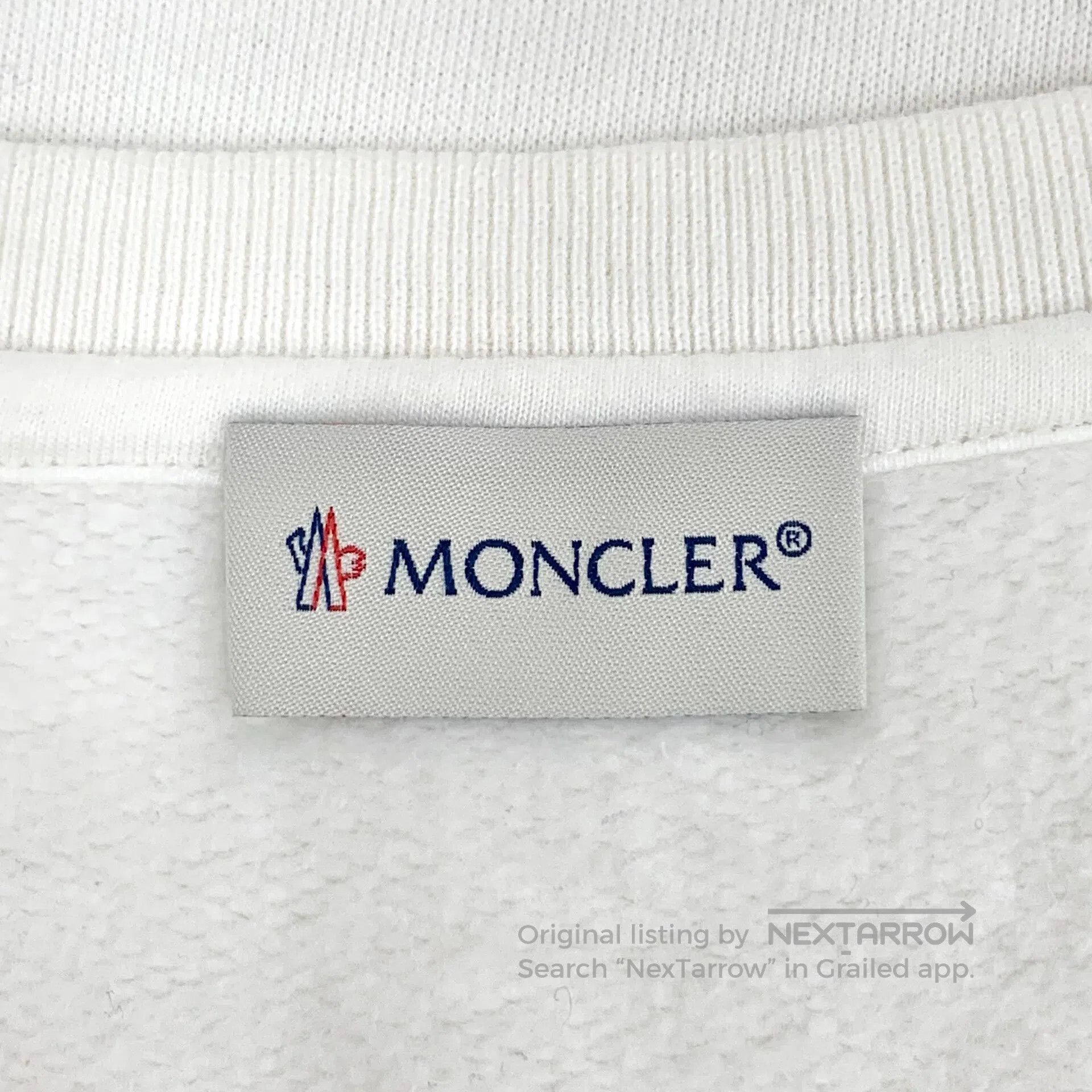 Moncler Moncler White Logo Patch Cotton Round Neck Long-sleeve Swe Size US M / EU 48-50 / 2 - 6 Thumbnail