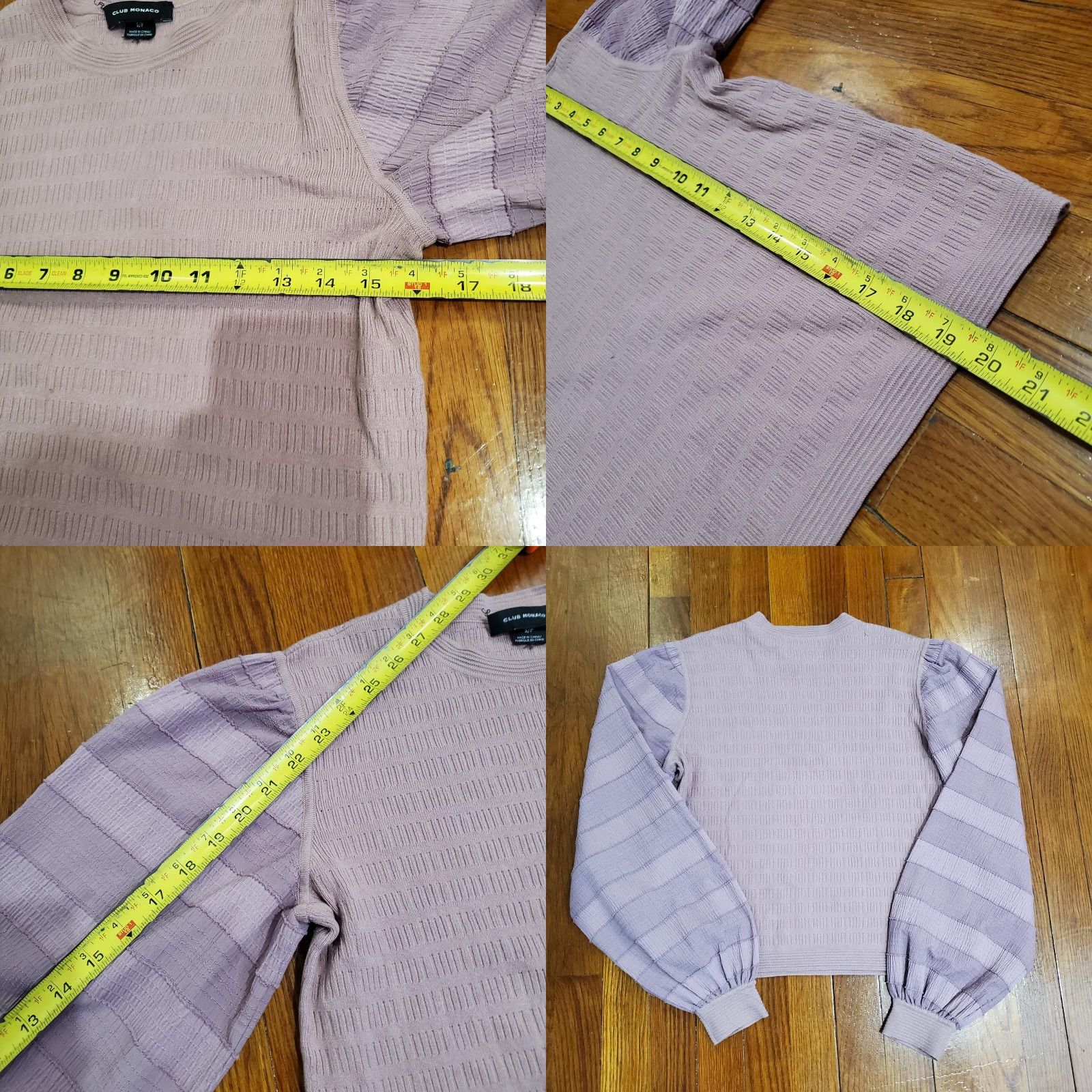 Club Monaco Club Monaco Sweater Womens Small Purple Balloon Sleeve Striped Knit Pullover Size S / US 4 / IT 40 - 8 Thumbnail