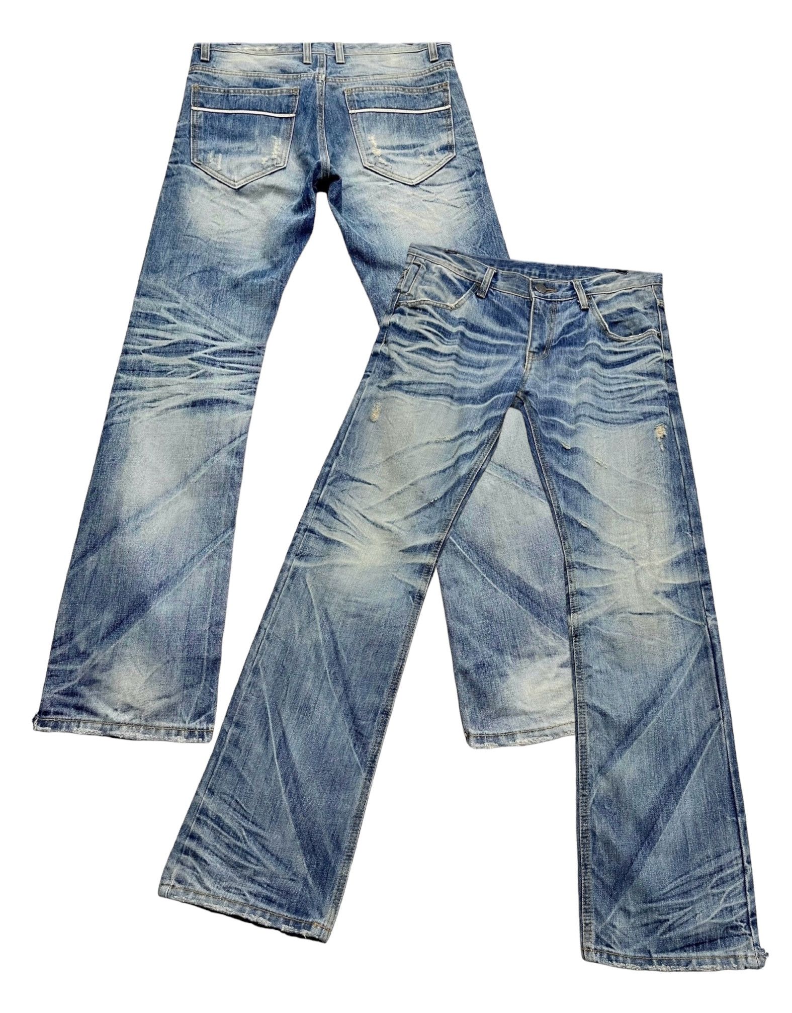 Japanese Brand FYE🔥90's IMPROVES Mud Wash Claw Mark Distressed Denim Jeans Size US 32 / EU 48 - 1 Thumbnail