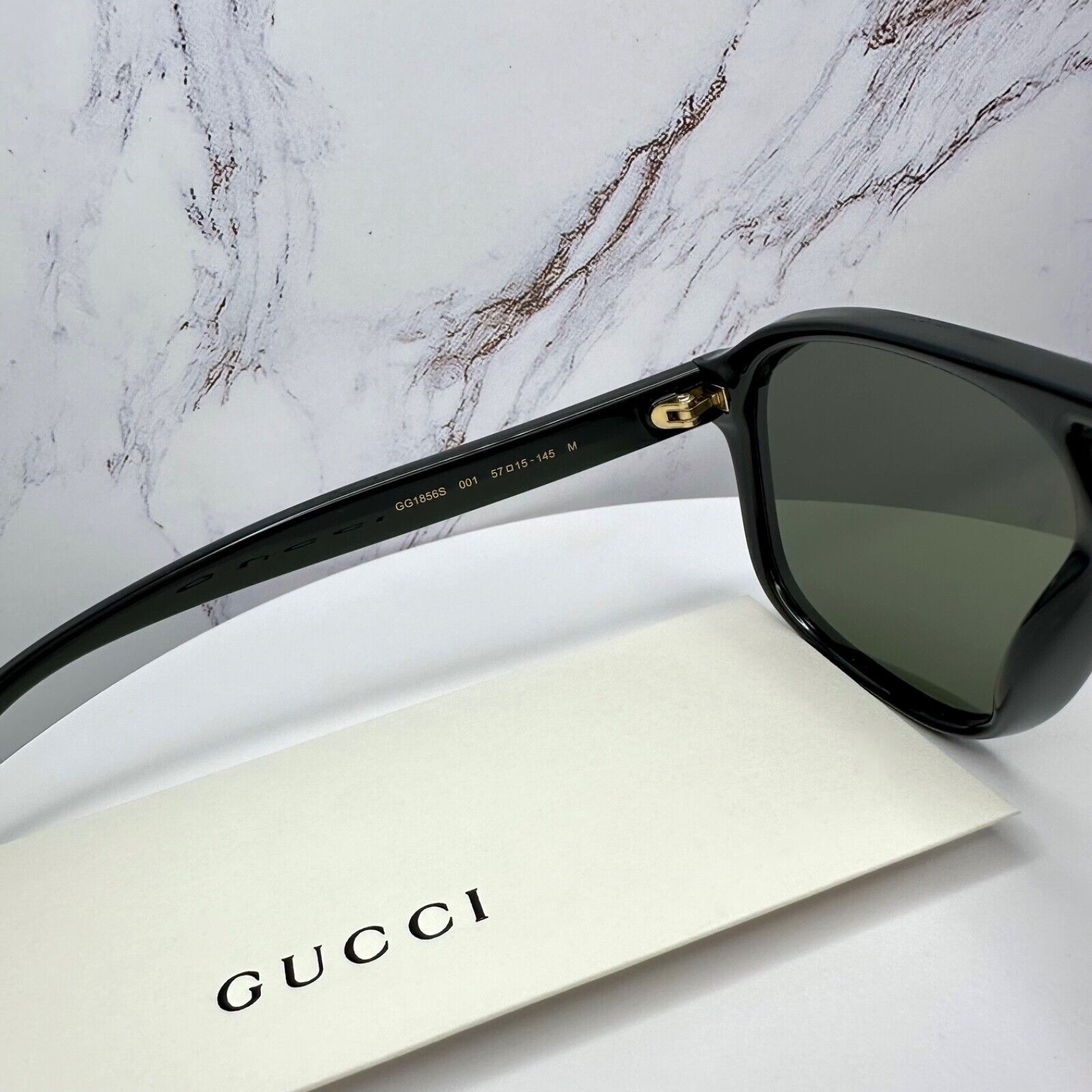 Gucci New GUCCI Sunglasses 2025 Release Black Aviator Gold Logo Size ONE SIZE - 8 Thumbnail