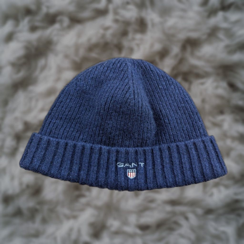 Gant GANT Beanie Hat Wool Blue Size M Insulated Knit Unisex Adults Size ONE SIZE - 1 Thumbnail