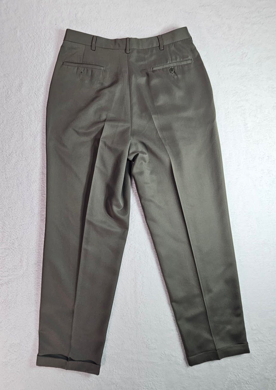 Savane Savane Mens Sage Green Pleated Cuffed Dress Pants Size US 34 / EU 50 - 6 Thumbnail