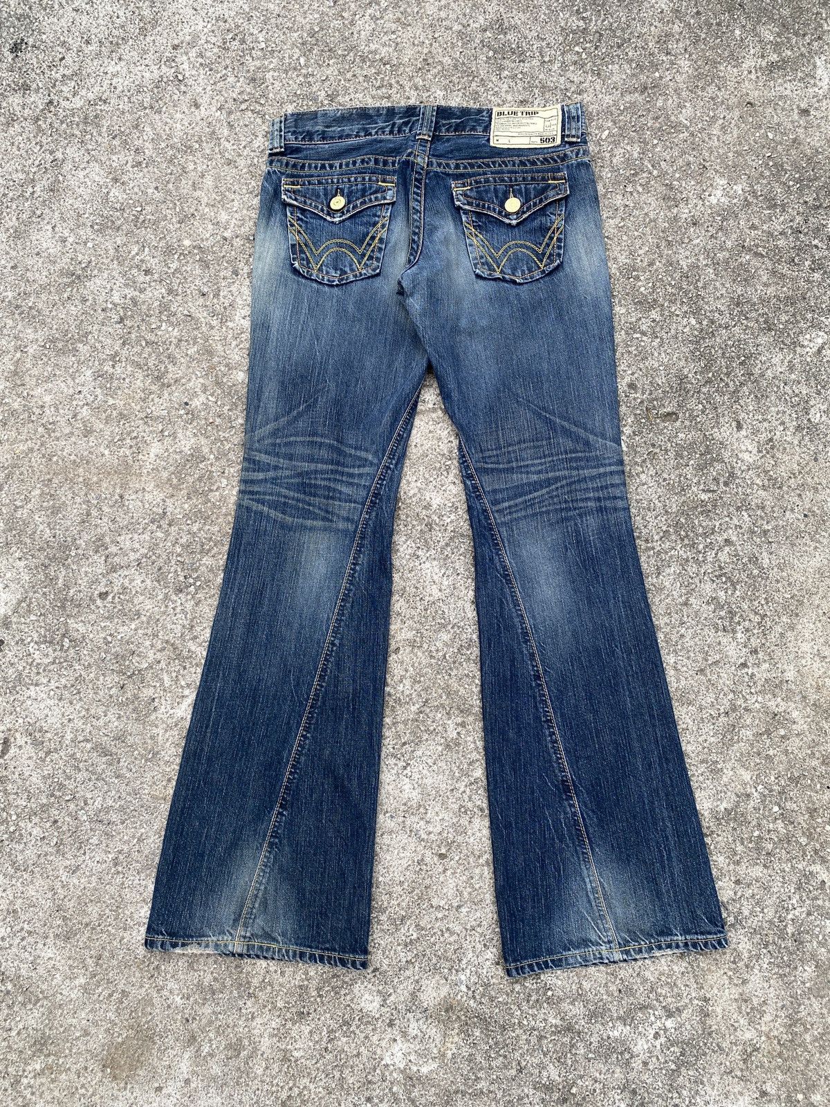 Edwin × Japanese Brand 1990s - Edwin 503 Claws Mark Design Flare Jeans Size US 32 / EU 48 - 3 Thumbnail