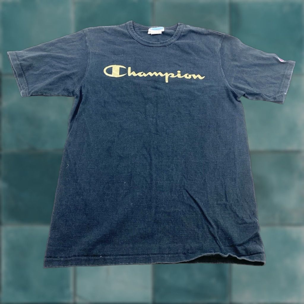 Champion VINTAGE Champion T Shirt Mens Medium Black Gold Metallic Logo Size US M / EU 48-50 / 2 - 1 Thumbnail