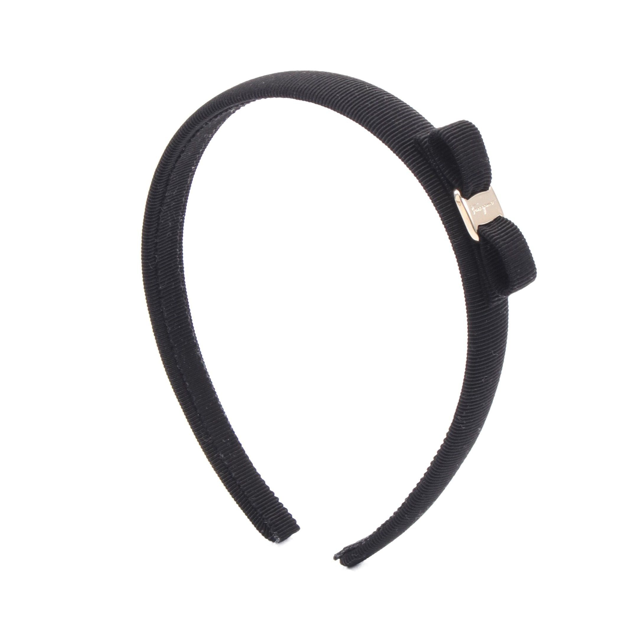 Salvatore Ferragamo Salvatore Ferragamo Vara Ribbon Headband Fabric Gp Black Gold Size ONE SIZE - 1 Thumbnail