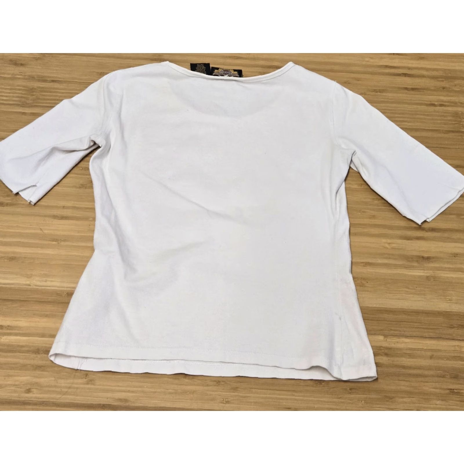 Harley Davidson Harley-Davidson Shirt Womens XS 3/4 Sleeve White Butterfly Script Logo Made USA Top Size XS / US 0-2 / IT 36-38 - 4 Thumbnail