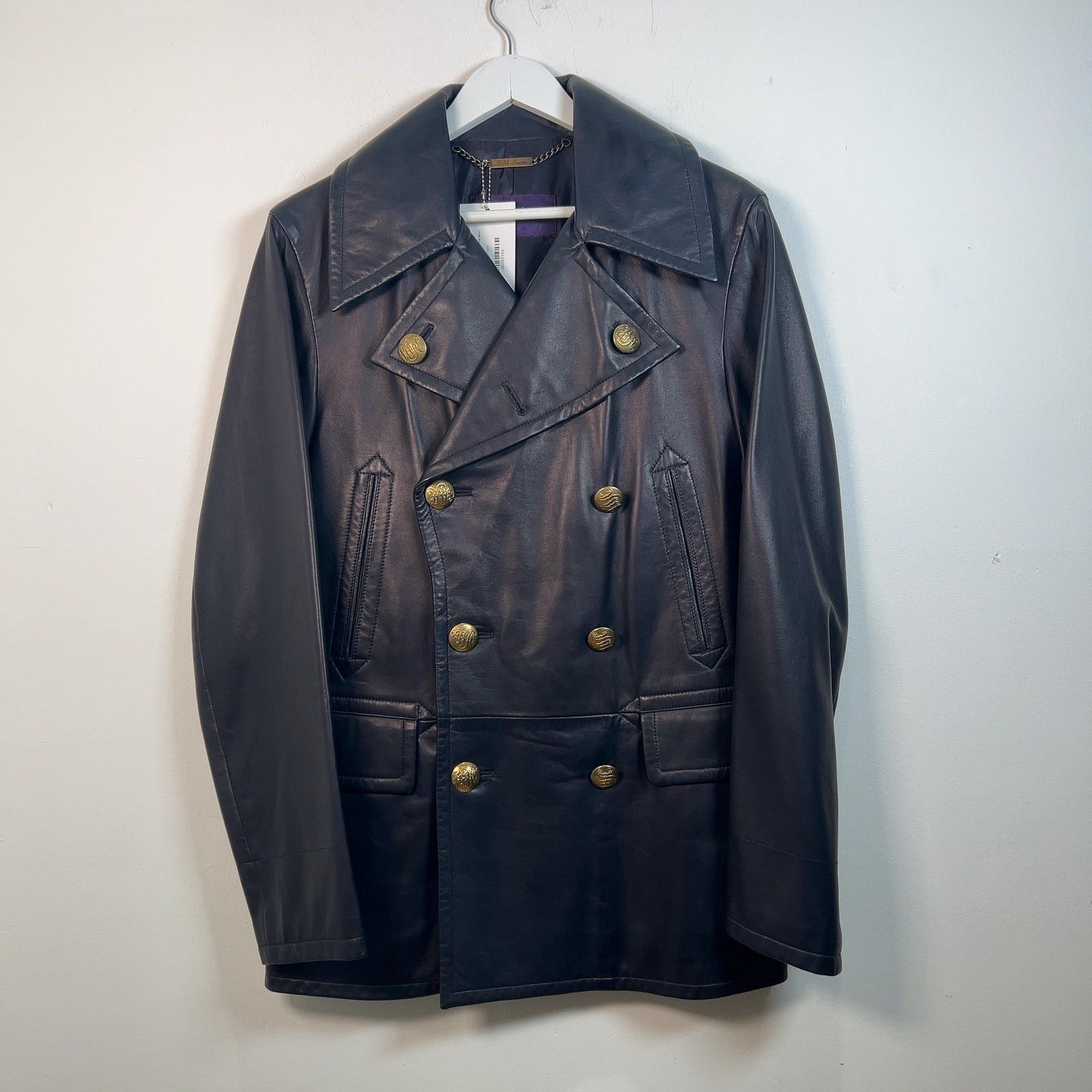 Ralph Lauren Ralph Lauren Purple Label Navy Leather Blazer Jacket Size S Size US M / EU 48-50 / 2 - 2 Thumbnail