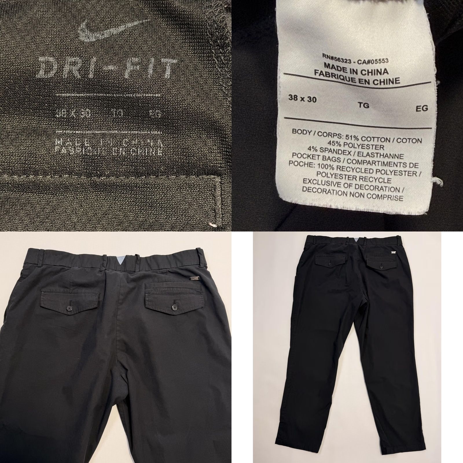 Nike Nike Dri-FIT Chino Pants Mens 38x30 Black Casual Wear Golf Stretch Quick Dry Pockets Slant Pocket Flat Front Zipper Fly Mens Size US 38 / EU 54 - 8 Thumbnail