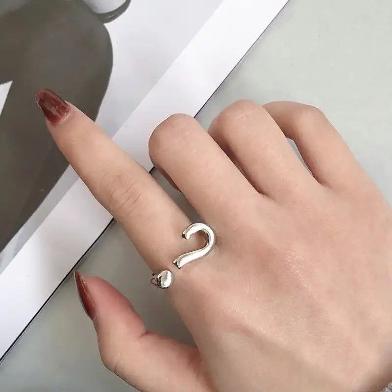 Jewelry Question Mark Ring 2000s ? Punk Grunge Riddler Symbol Art Size ONE SIZE - 6 Thumbnail