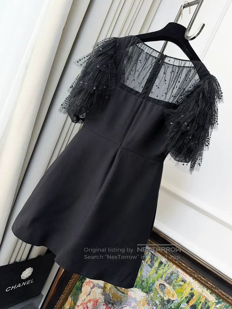Valentino Valentino Black mesh embroidered star sequin beaded prince Size M / US 6-8 / IT 42-44 - 2 Thumbnail