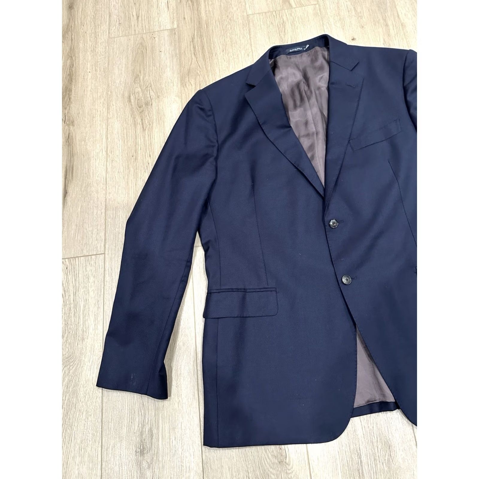 Apolis VINTAGE Napoli Blazer Men 50 Navy Blue Solid Notch 2-Button 4-Button Sleeve Wool Blazer Size 50R - 3 Thumbnail