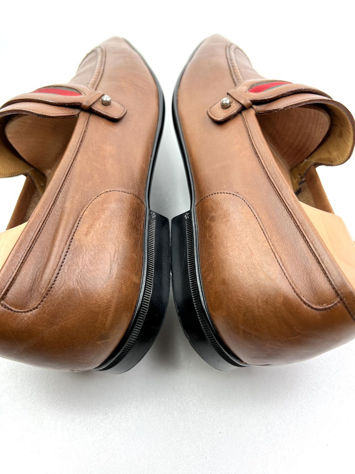 Gucci GUCCI Loafers Leather Shoes Slip Ons Web Stripe Brown Men’s Size US 7.5 / EU 40-41 - 10 Thumbnail