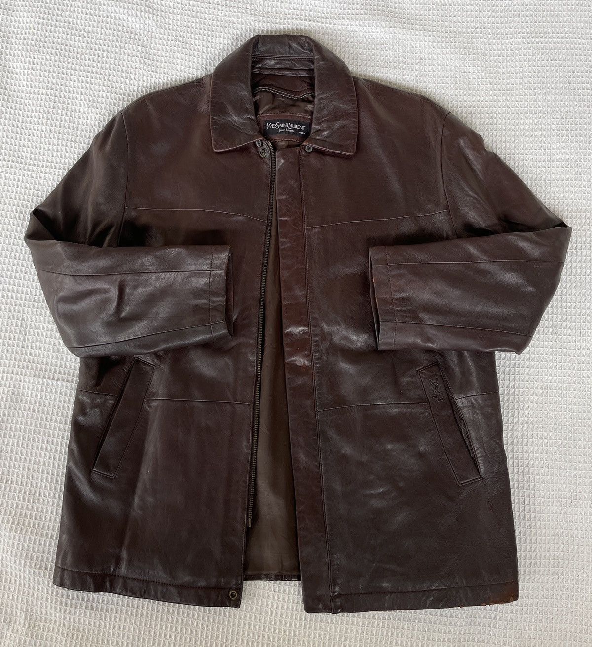 Yves Saint Laurent Vintage🔥YVES SAINT LAURENT POUR HOMME🔥Leather Jacket 90’s Size US L / EU 52-54 / 3 - 1 Thumbnail