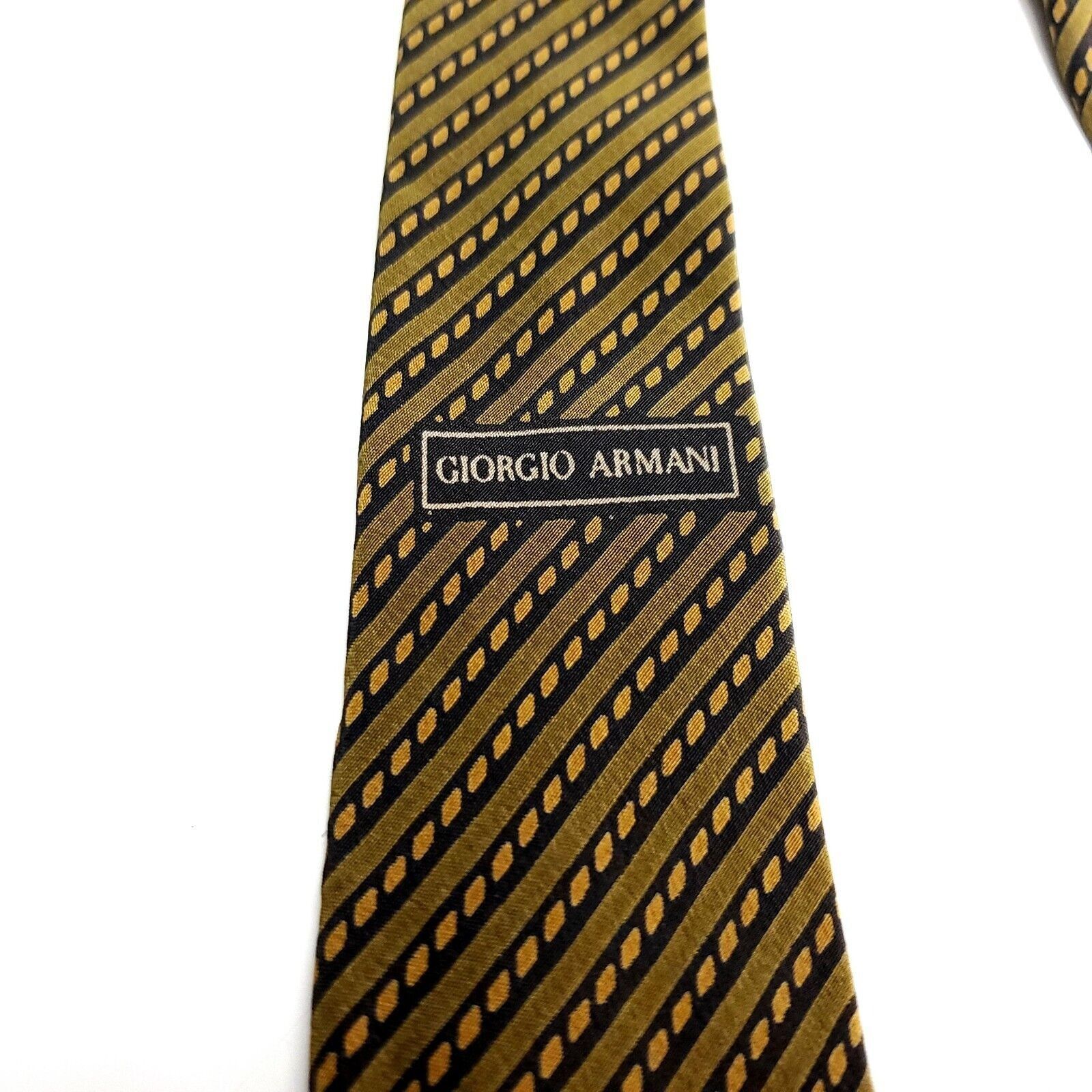 Giorgio Armani Giorgio Armani Brown Silk Tie Woven Short Regimental Striped Size ONE SIZE - 2 Thumbnail