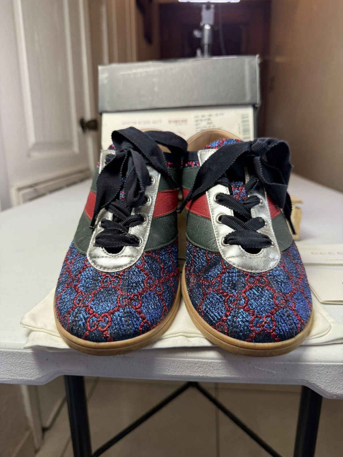 Gucci GUCCI Falacer Lurex Low-Top Sneakers Sz 8.5 Size US 8.5 / EU 41-42 - 3 Thumbnail