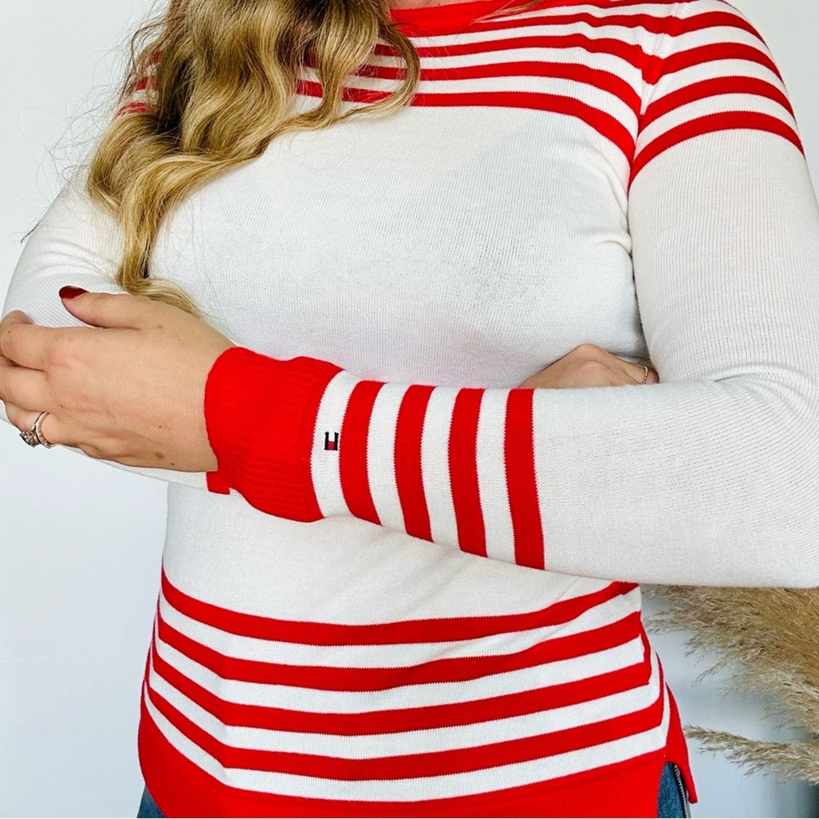 Tommy Hilfiger TOMMY HILFIGER Bright Red White Bold Stripe Nautical Sweater Size XS / US 0-2 / IT 36-38 - 3 Thumbnail