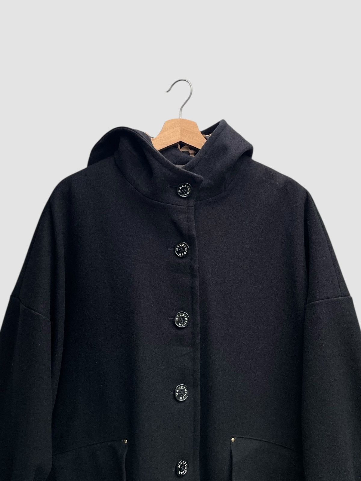 Mackintosh Mackintosh Humbie Black Wool Hooded Overcoat Size XS / US 0-2 / IT 36-38 - 11 Thumbnail