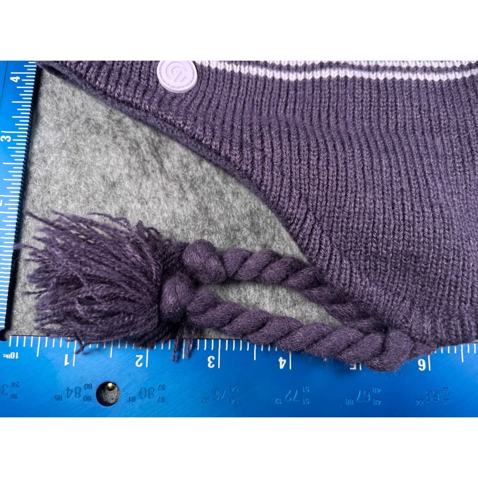 Champion Champion C9 Beanie Toque Adult OS Purple Stripe Knit Acrylic Polyester Ear Flaps Size ONE SIZE - 2 Thumbnail