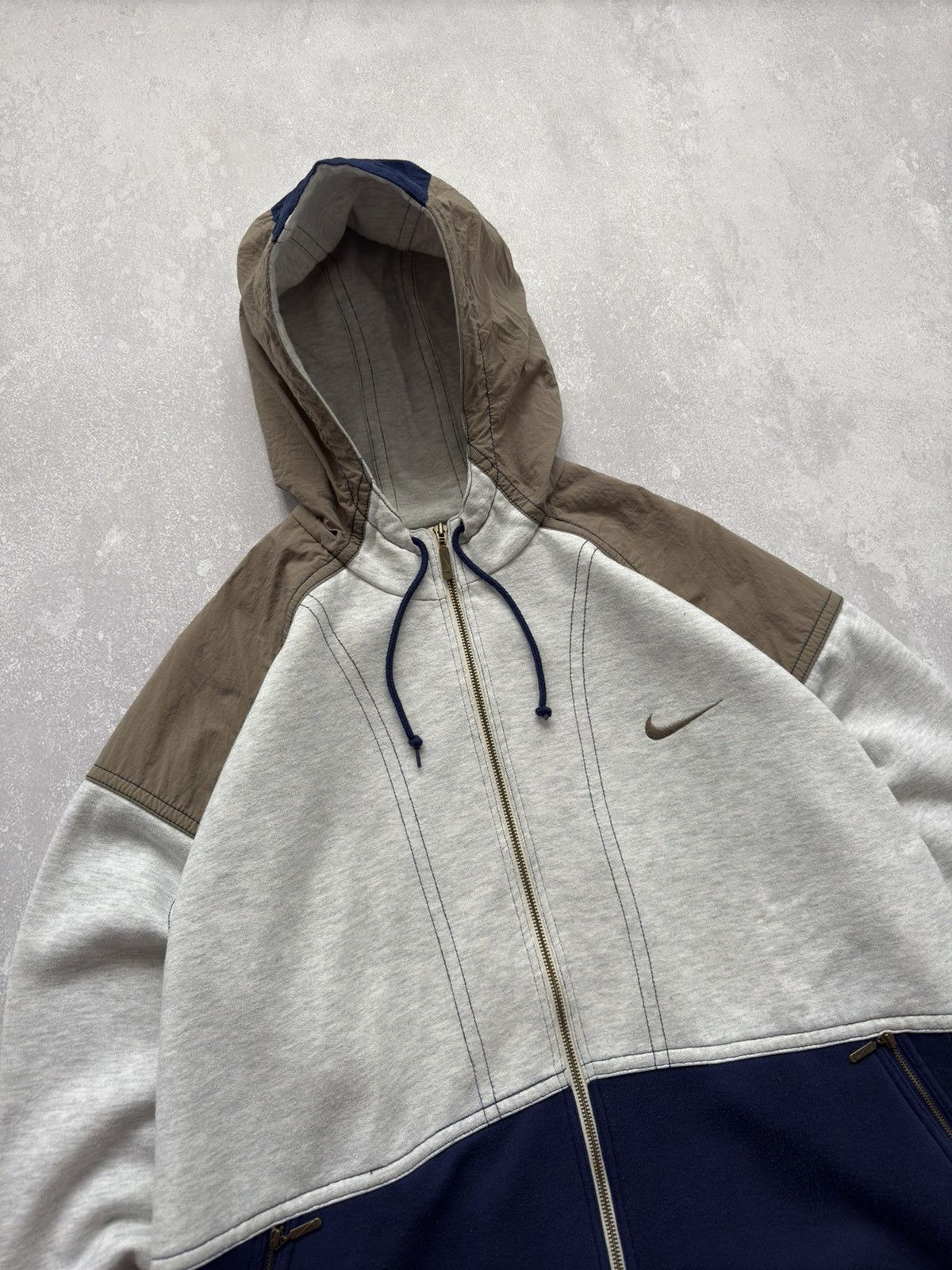 Nike × Vintage Vintage Nike 90s Light Jacket Zip Hoodie Big Swoosh Logo Y2K Size US XL / EU 56 / 4 - 9 Thumbnail