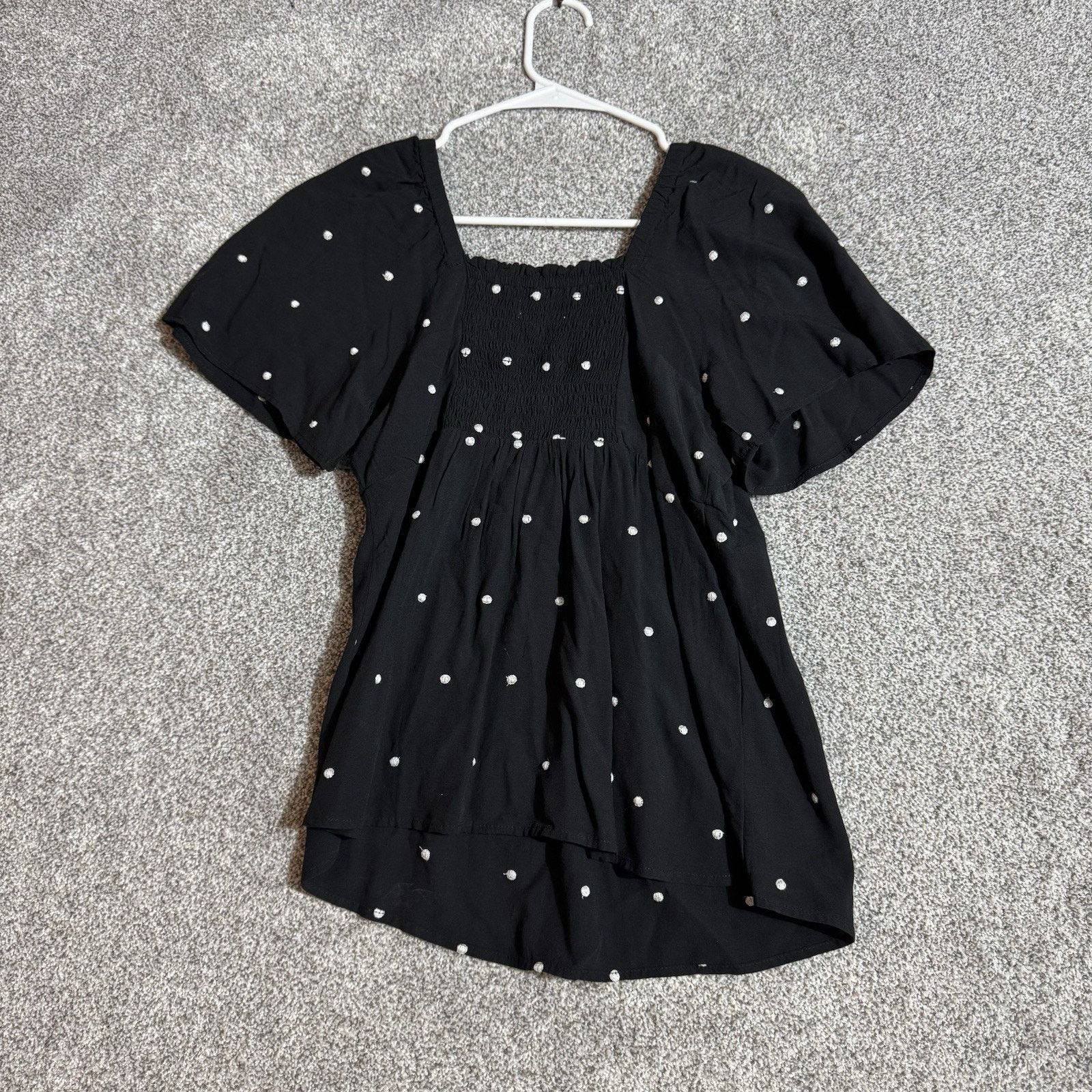 Loft Loft Peasant Top Women S Petite Embroidered Dots Smocked Size S / US 4 / IT 40 - 7 Thumbnail
