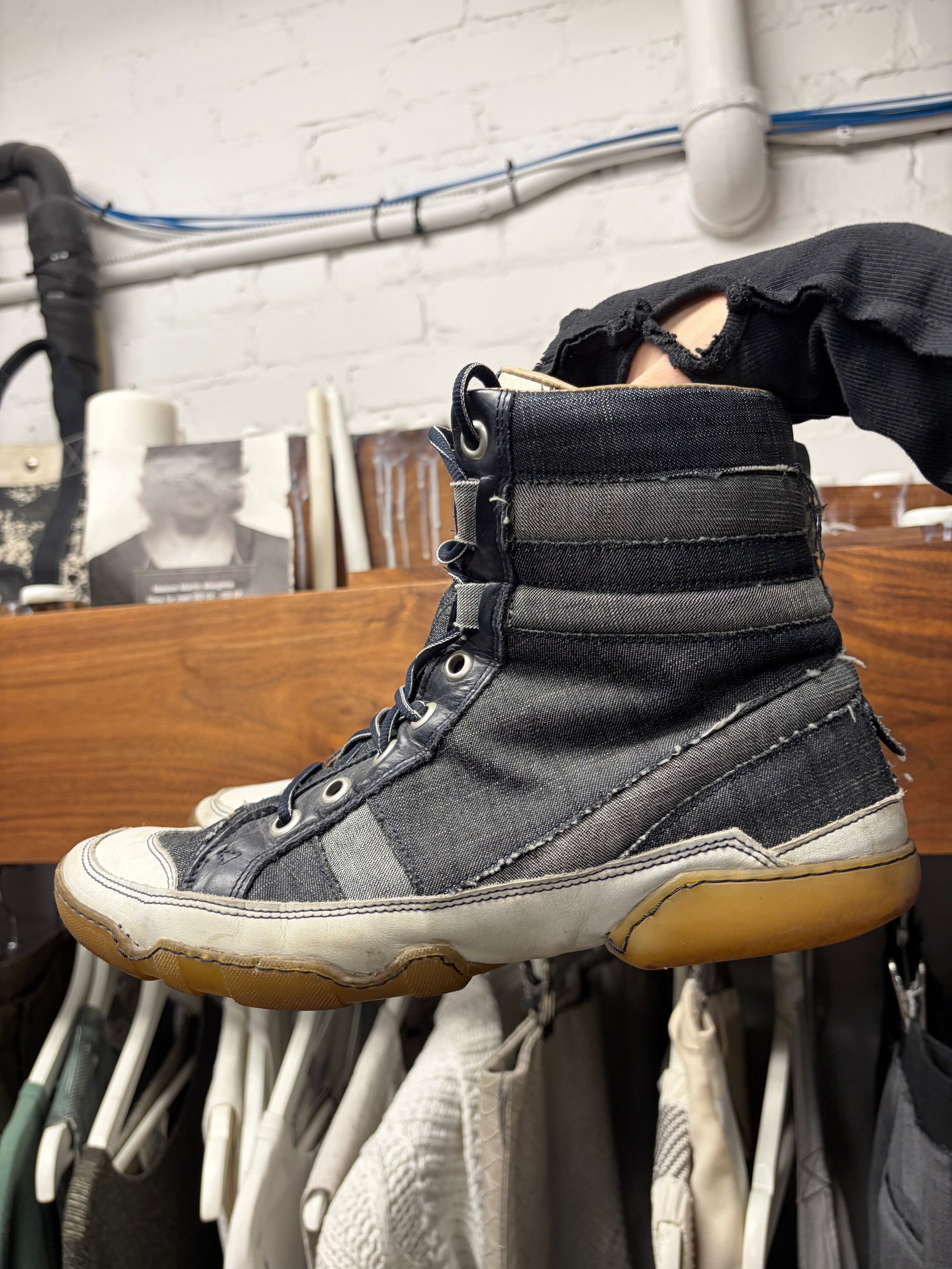 Marithe + Francois Girbaud 2000s Marithe Francois Girbaud Raw Denim High Top Sneakers Size US 9 / EU 42 - 1 Thumbnail