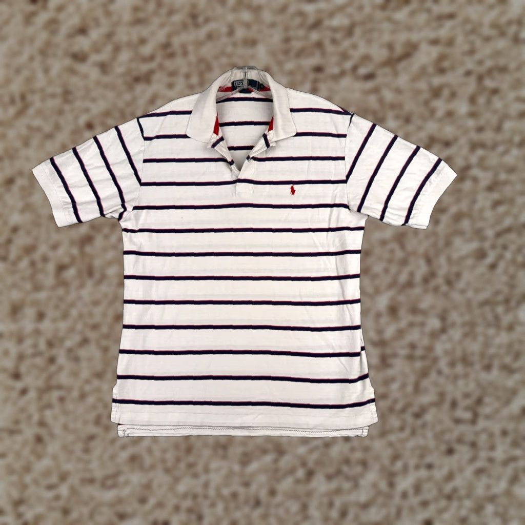 Ralph Lauren VINTAGE Ralph Lauren Polo Shirt Men Large White Black Herringbone 100% Cotton Short Sleeve Logo Embroidered Size US L / EU 52-54 / 3 - 1 Thumbnail