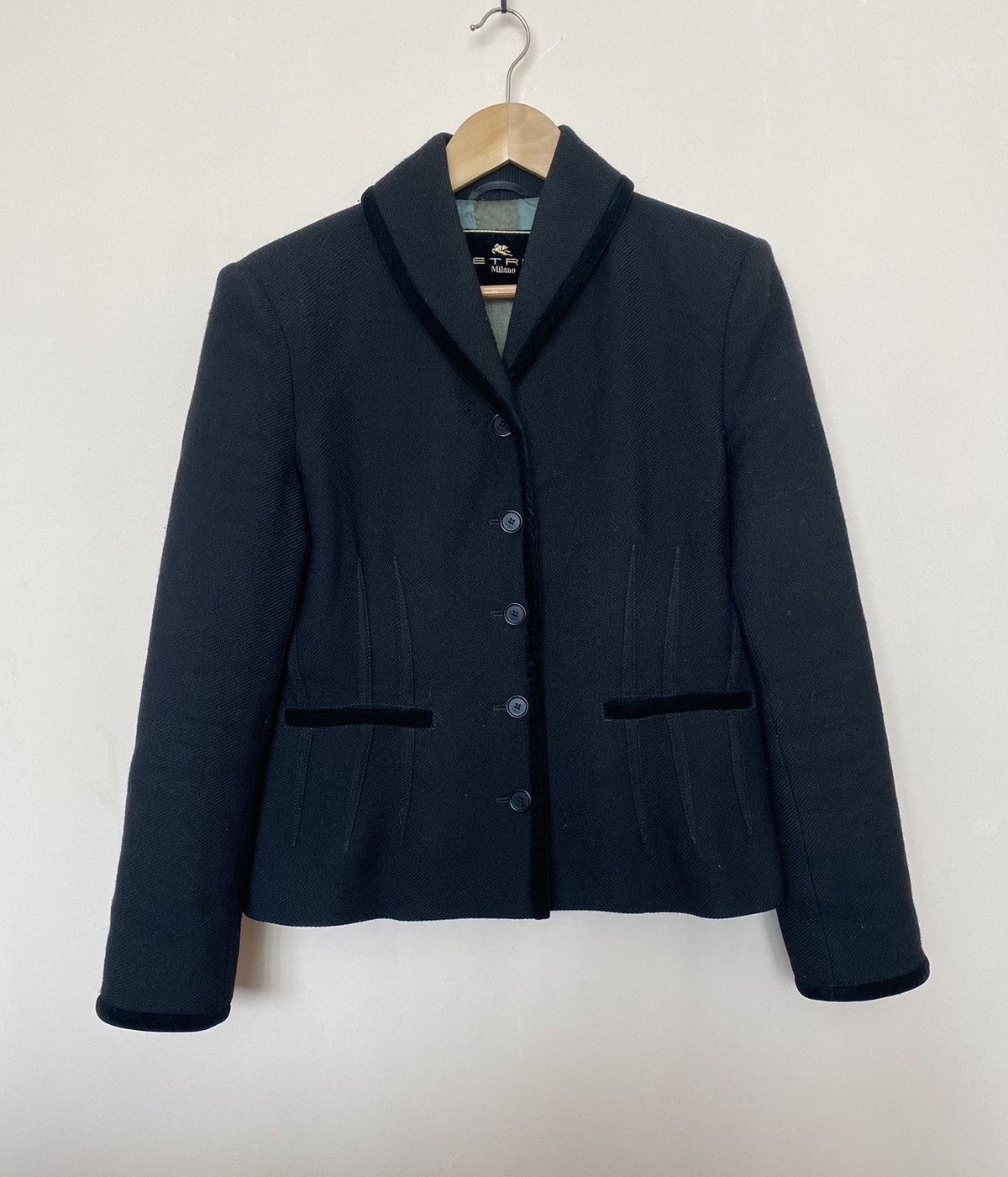 🖤 ETRO Elegant Black Wool Blazer Timeless Italian Design