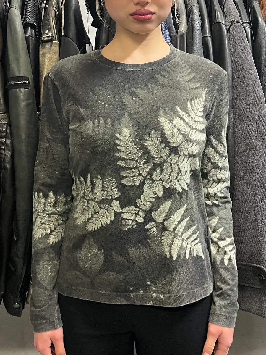 Just Cavalli 2000s Cavalli Forest Leaves Green Longsleeves Size S / US 4 / IT 40 - 2 Thumbnail