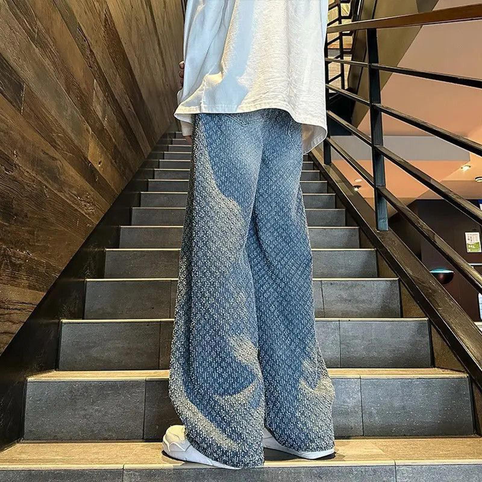 Other Jacquard Graphic Denim Wide-Leg Jeans Size US 32 / EU 48 - 2 Thumbnail