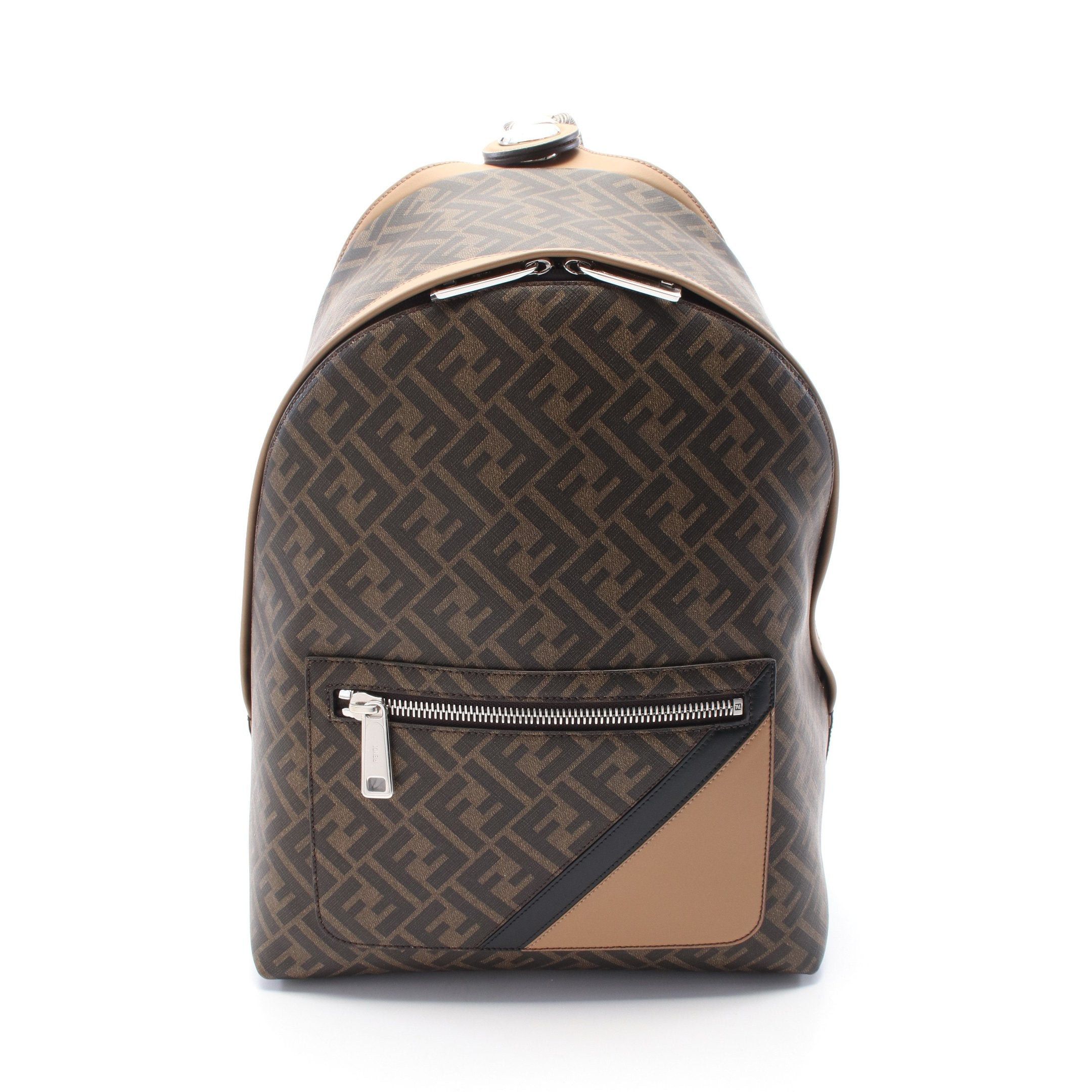 Fendi Fendi Chiodo Diagonal Zucca Backpack Rucksack Leather Brown Black Size ONE SIZE - 1 Thumbnail
