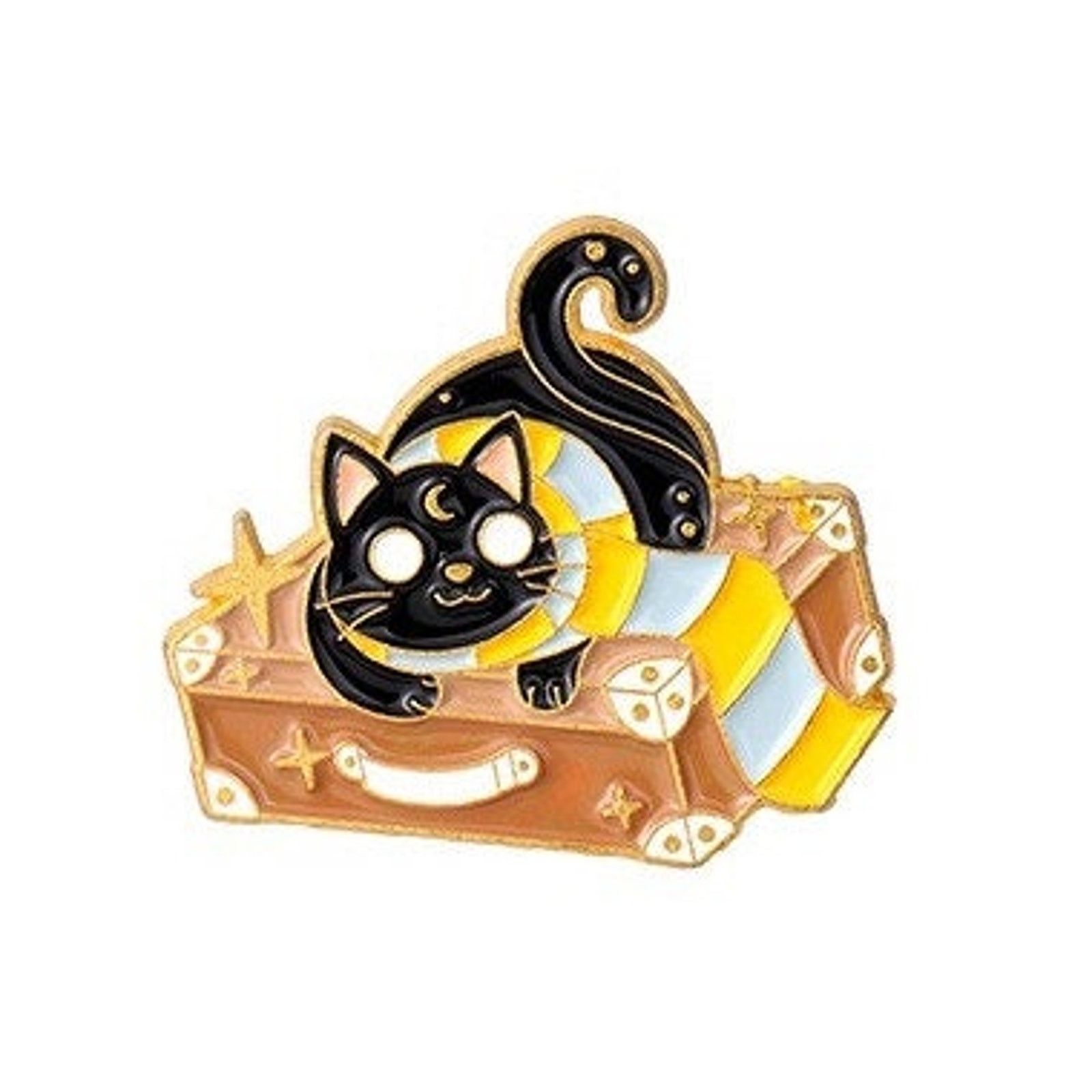 Harry Potter Hufflepuff Suitcase Cats Enamel Pins 387-1 in Black, Women’s