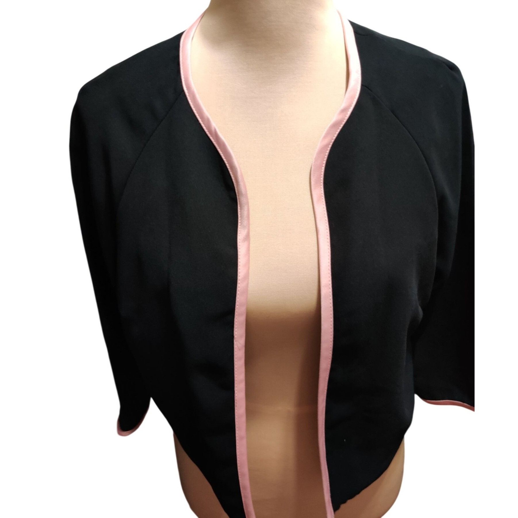 Other Karin Stevens Jacket Size 12 Cropped Black Pink Trim 3/4 Sle Size XL / US 12-14 / IT 48-50 - 6 Thumbnail