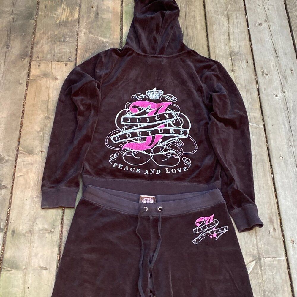 Juicy Couture Vintage Y2K Juicy Couture Velour Tracksuit Black Bedazzled Size M / US 6-8 / IT 42-44 - 2 Thumbnail