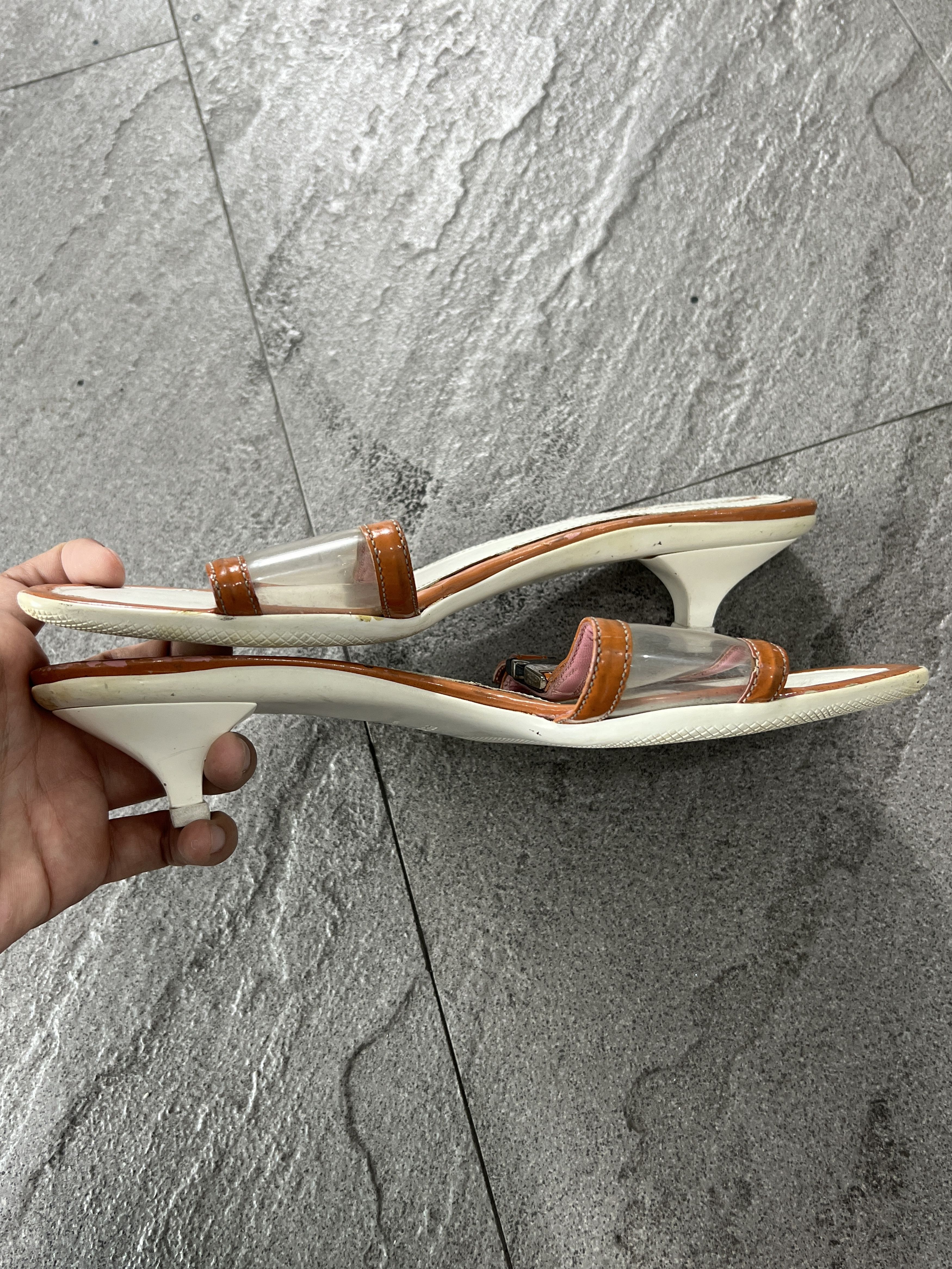 Prada Prada Clear PVC Leather Kitten Heel Slide Sandals 38 Size US 7.5 / IT 37.5 - 9 Thumbnail