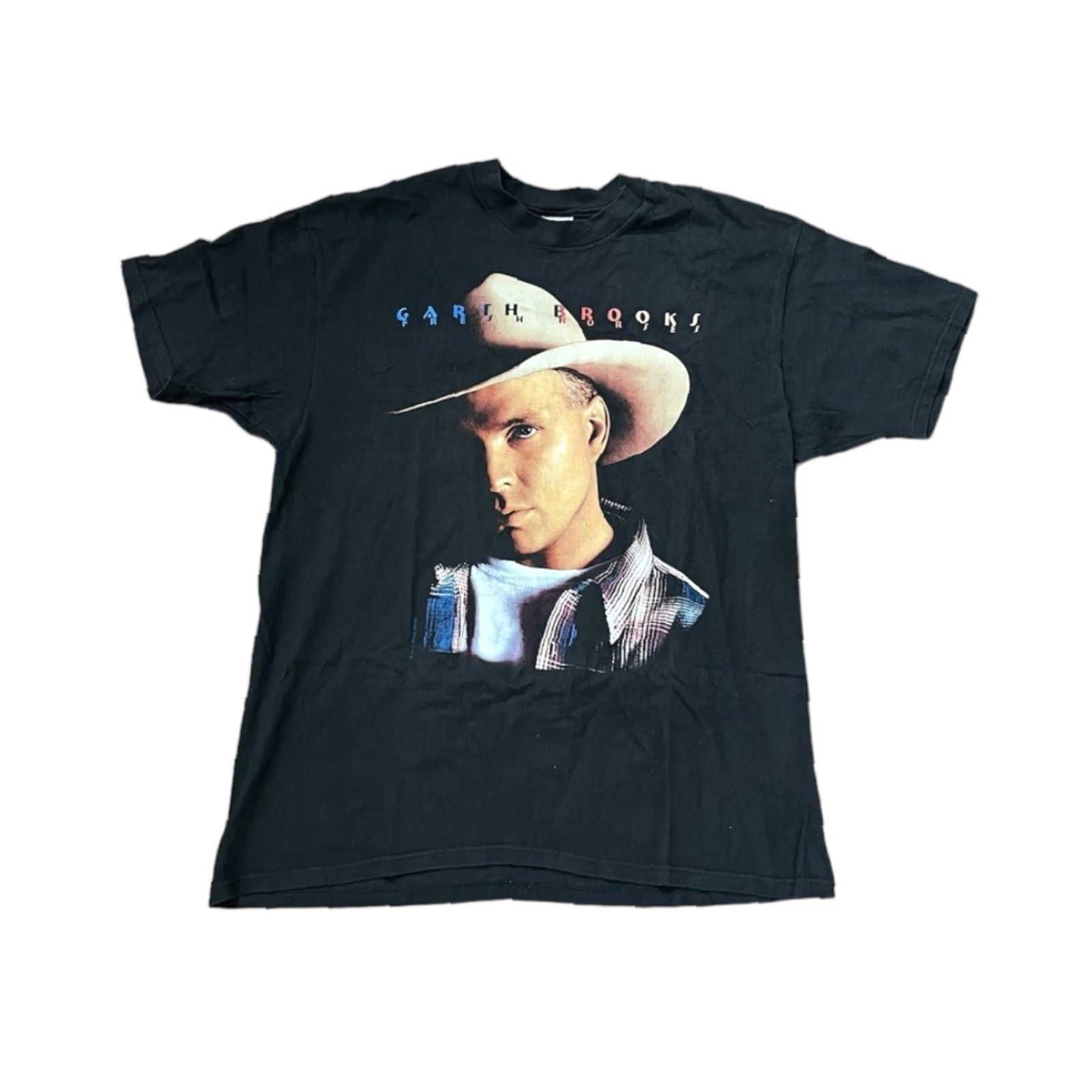 Hanes VINTAGE Garth Brooks Fresh Horses Tour 1996 Mens XL Country T-Shirt Black Big Face Size US XL / EU 56 / 4 - 1 Thumbnail