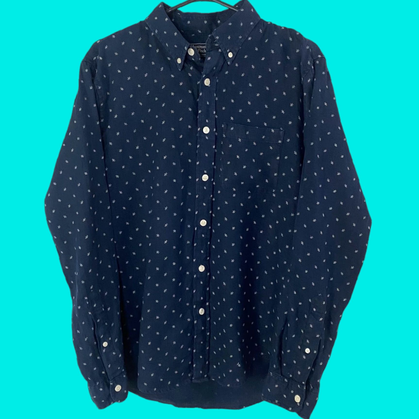 Abercrombie & Fitch Abercrombie & Fitch Button-Down Linen Shirt Navy Blue Casual Long-Sleeve Men L Size US L / EU 52-54 / 3 - 1 Thumbnail