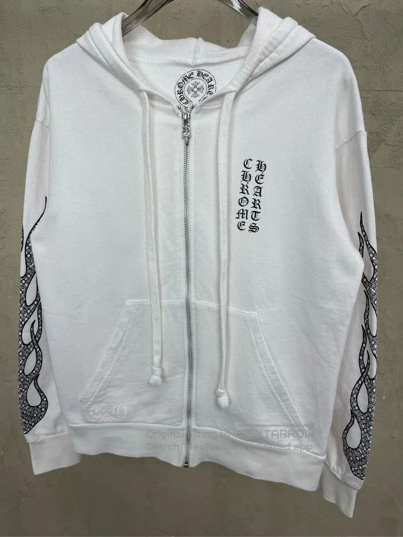 Chrome Hearts Chrome Hearts White Flame Zip-Up Hoodie- Size US S / EU 44-46 / 1 - 3 Thumbnail