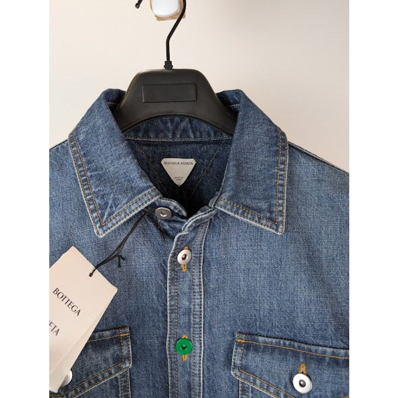 Bottega Veneta o1rshd1 Q:2 / Original Medium Wash Indigo Denim Shirt Blue Size US M / EU 48-50 / 2 - 7 Thumbnail
